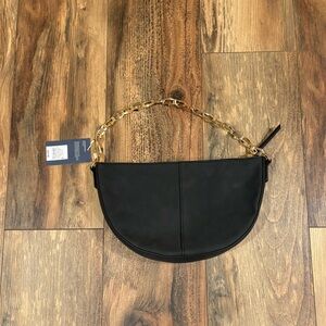 Universal Thread black faux-leather shoulder bag with gold link chain NWT